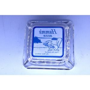 VINTAGE HAMM'S BEER AD  ASHTRAY glass Rare Beaver Nice Free  Ship